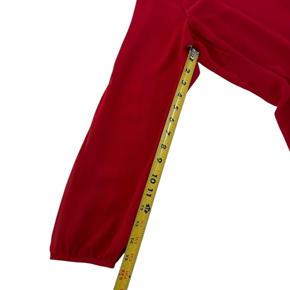 Chico's Women's Red Long Sleeve Blouse Size 2 - Picture 12 of 17